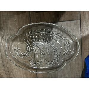 Vintage 1950s FEDERAL GLASS Homestead Platter Plate Wheat Pattern Clear